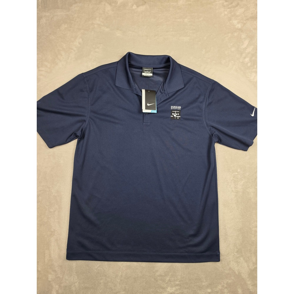 Nike Golf Polo Shirt Mens Medium Blue Duncan Aviation Dri-Fit 363807-451